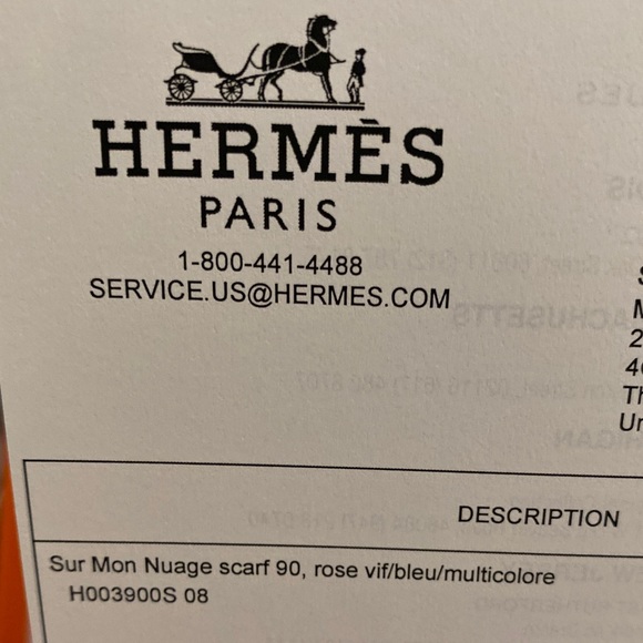 Hermes Sur Mon Nuage scarf 90 Rose Vif / Bleu / Multicolore - Picture 13 of 13